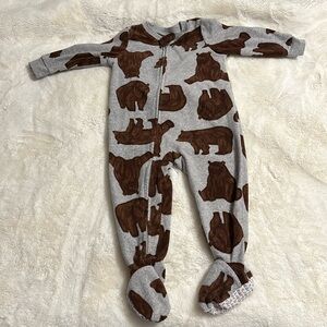 Carter'a Cozy Gray and Brown Bear Print Kids Pajamas